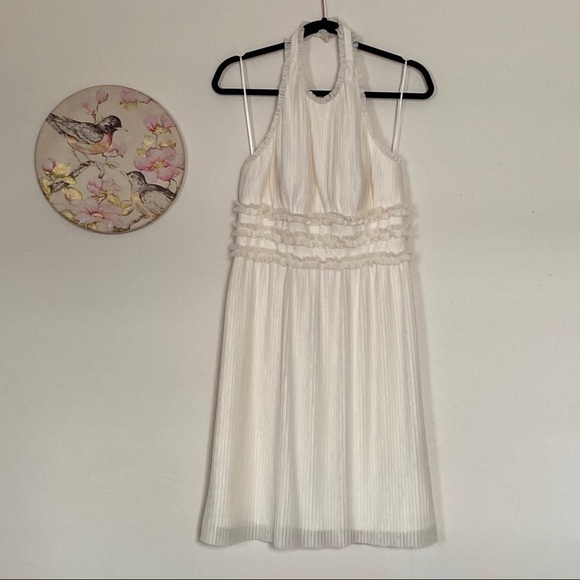 Gorgeous JS Collections Off White Pleated Halter Midi Dress Like New Size 6 - Picture 13 of 13